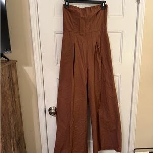 ASOS Wide Leg Tan Jumpsuit